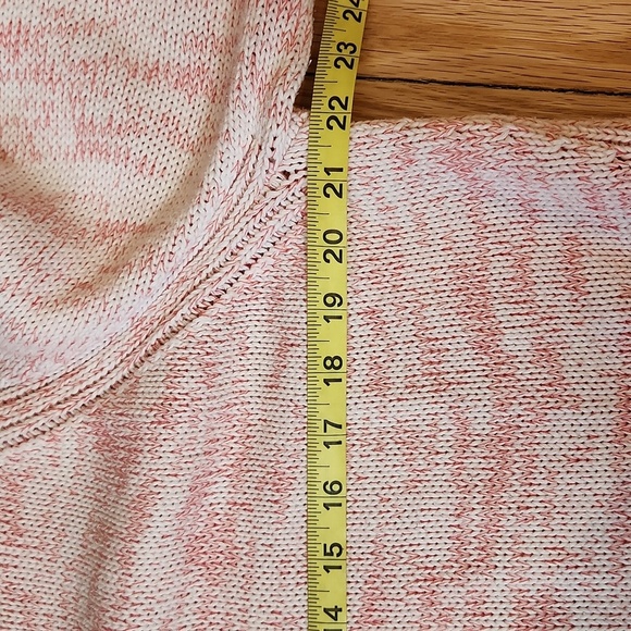 GAP marled pink 100% cotton sweater hi low red coral white size XL comfy baggy - Picture 9 of 15